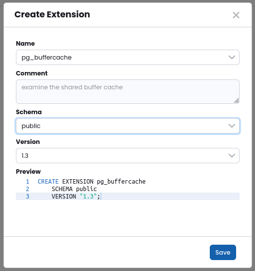 Create Extension menu